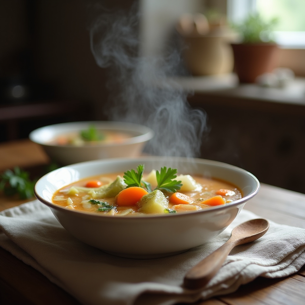 Supă de legume gătită din resturi de la frigider